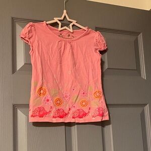 Pink Kids Shirt with Floral Design and elephants cotton Greendog